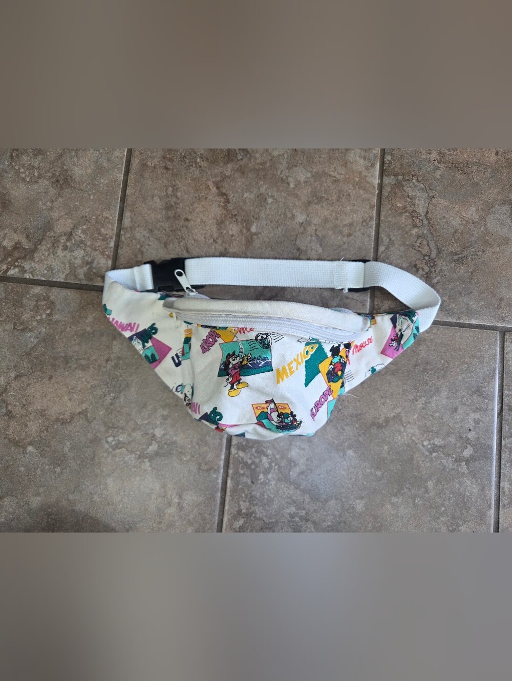 Vintage Disney Mickey Minnie Mouse Canvas Fanny Pack